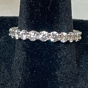 2.2 CTW Moissanite Full Eternity Ring. Platinum Over S925 Silver | NIB Size 7